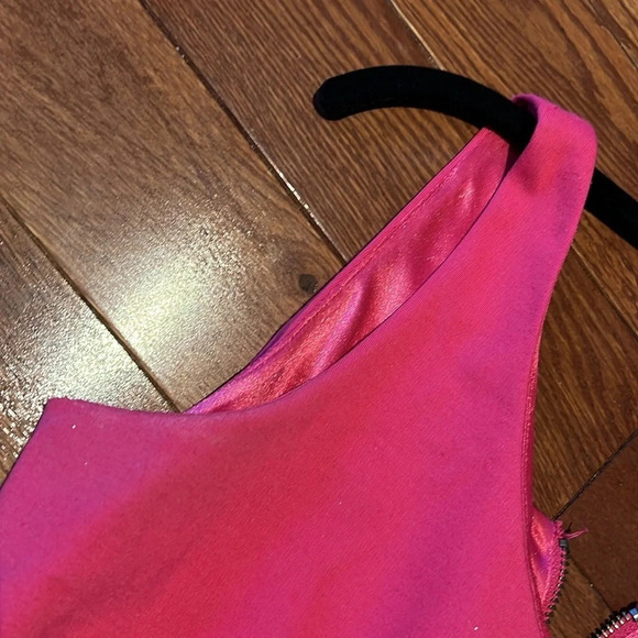 Bianca Nygard fuchsia pink spaghetti straps peplum mini dress Sz 4P - Picture 10 of 17